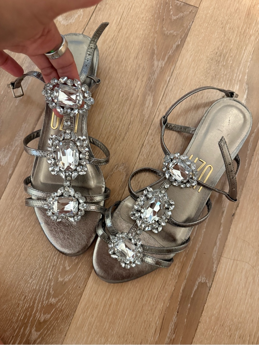 Elegant Metallic Jeweled Women's Sandals